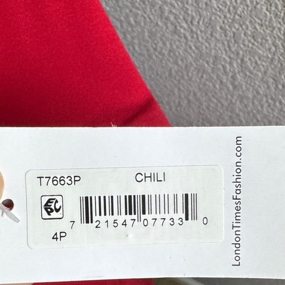 London Times Vivid Red Long Sleeve Dress - Picture 3 of 6